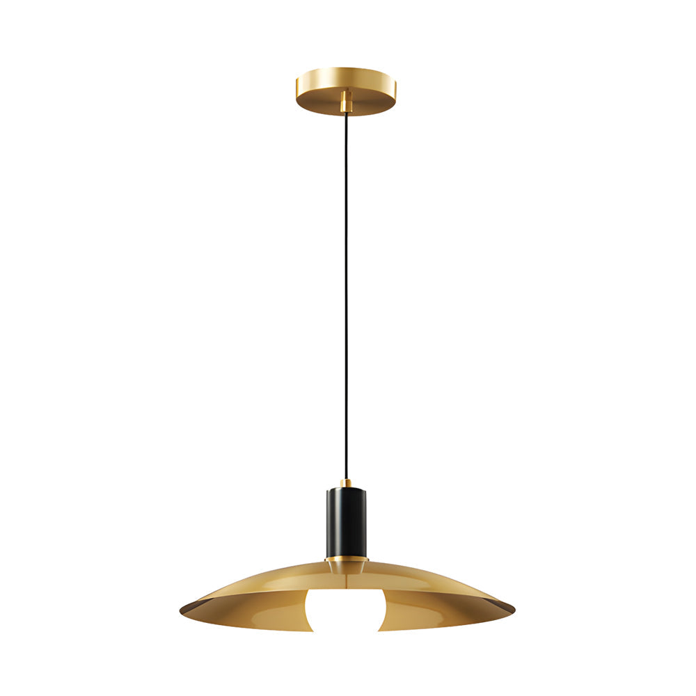 Modern Copper Flared Pendant Light with Milk Glass Shade for Dining Room Bedroom
