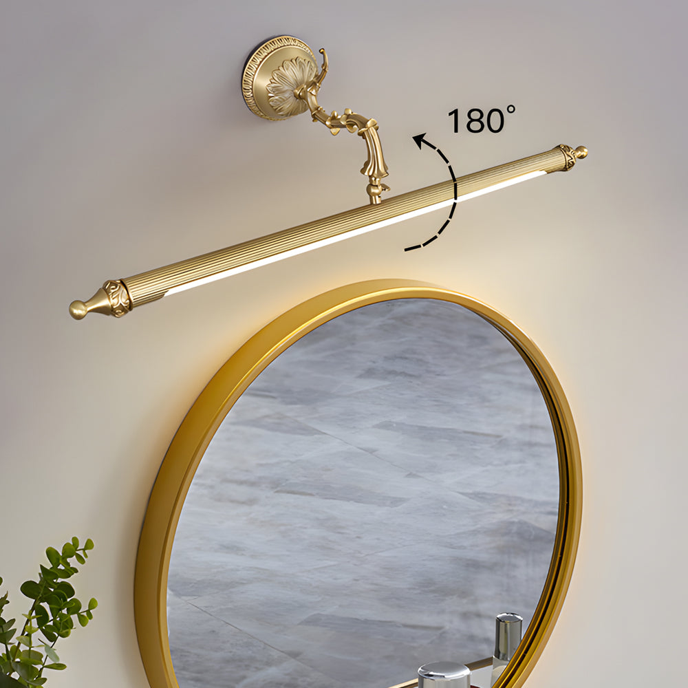 Modern Copper LED Vanity Light 180 Degree Rotatable Bathroom Mirror Lamp with 3 Color Modes