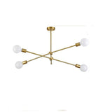 Modern Copper Sputnik Chandelier 4 Light Nordic Ceiling Fixture for Bedroom and Living Room
