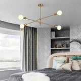 Modern Copper Sputnik Chandelier 4 Light Nordic Ceiling Fixture for Bedroom and Living Room