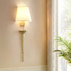 Modern Copper Wall Sconce 1 Light Indoor Fixture with White Fabric Shade 26 Inch Height