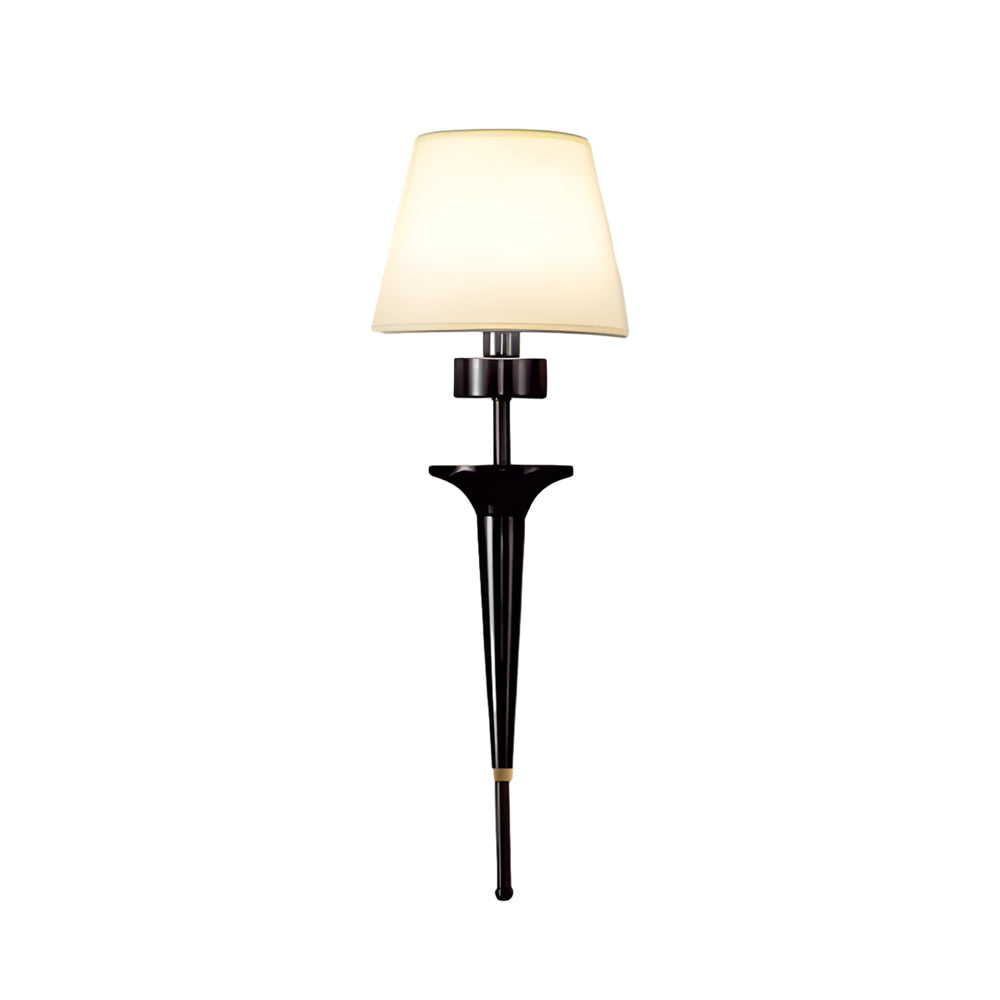 Modern Copper Wall Sconce 1 Light Indoor Fixture with White Fabric Shade 26 Inch Height
