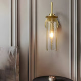 Modern Copper Wall Sconce with Cracked Glass Shade Luxury Minimalist Brass Light