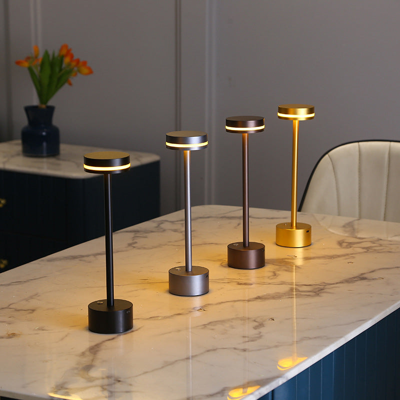 Modern Cordless Aluminum Rod LED Table Lamp with Touch Dimming Sensor