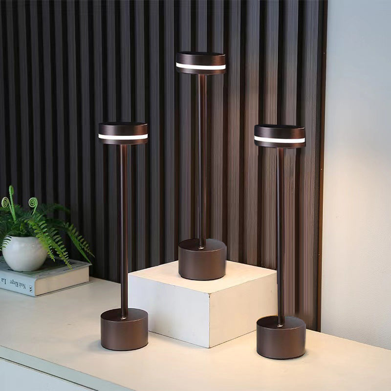 Modern Cordless Aluminum Rod LED Table Lamp with Touch Dimming Sensor
