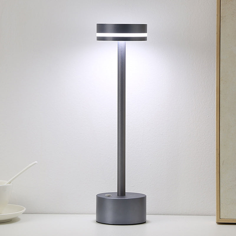Modern Cordless Aluminum Rod LED Table Lamp with Touch Dimming Sensor