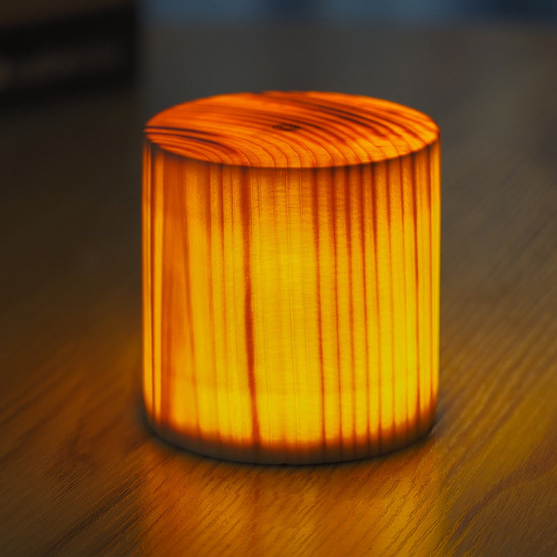 Modern Cordless Solid Wood Cube Table Lamp Rechargeable LED Accent Night Light for Living Room