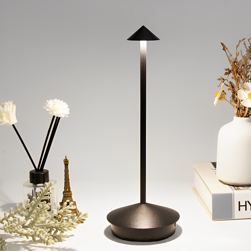 Modern Cordless Triangle LED Table Lamp Portable Dimmable Desk Light for Bedroom