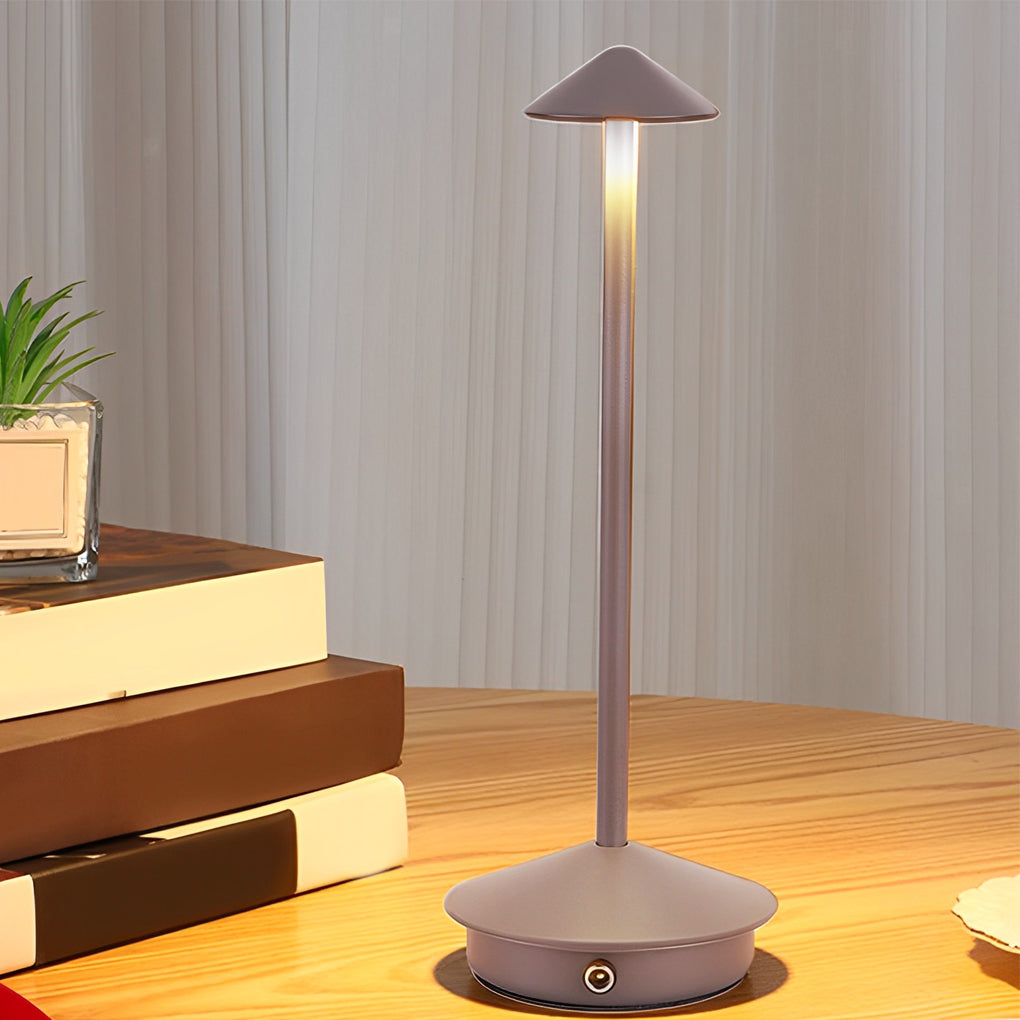 Modern Cordless Triangle LED Table Lamp Portable Dimmable Desk Light for Bedroom