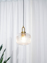 Modern Covent Handblown Glass Pendant Light Gold Metal Hanging Fixture for Kitchen and Dining Room