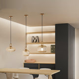 Modern Covent Handblown Glass Pendant Light Gold Metal Hanging Fixture for Kitchen and Dining Room