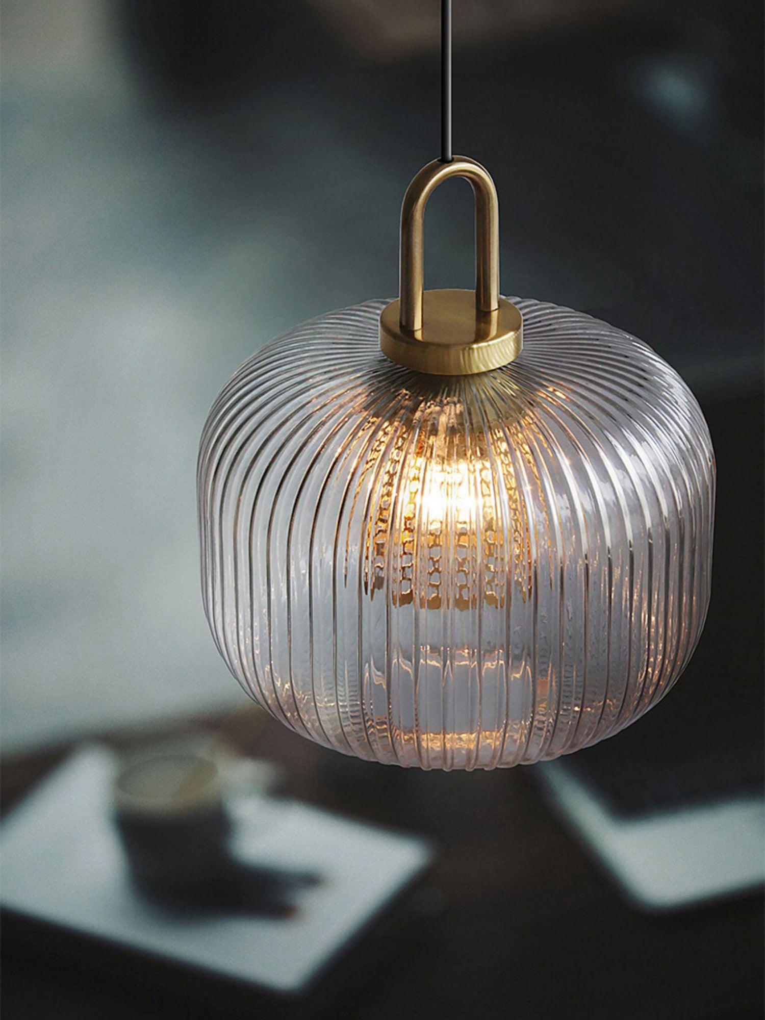 Modern Covent Handblown Glass Pendant Light Gold Metal Hanging Fixture for Kitchen and Dining Room