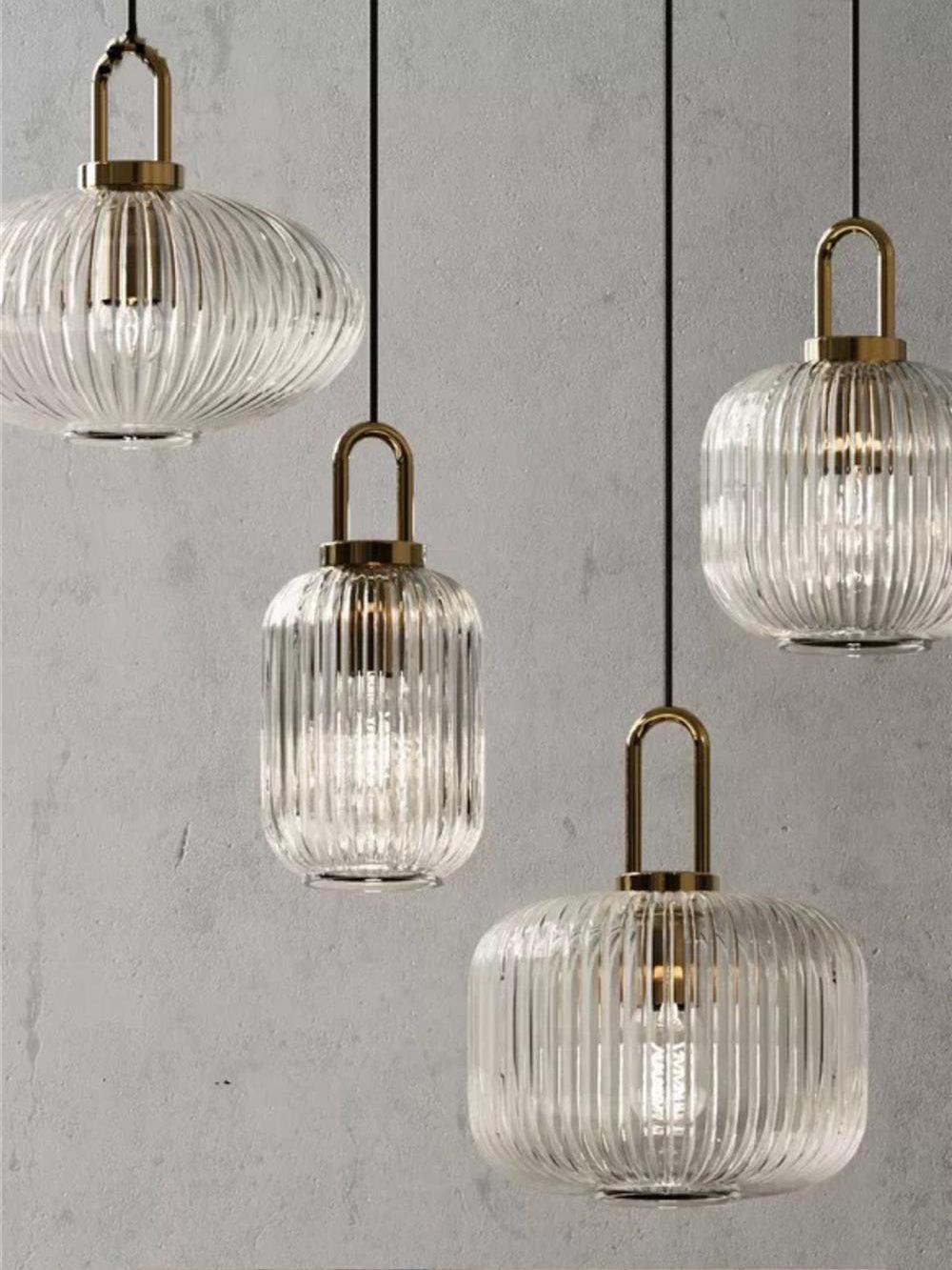 Modern Covent Handblown Glass Pendant Light Gold Metal Hanging Fixture for Kitchen and Dining Room