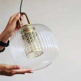 Modern Covent Handblown Glass Pendant Light Gold Metal Hanging Fixture for Kitchen and Dining Room