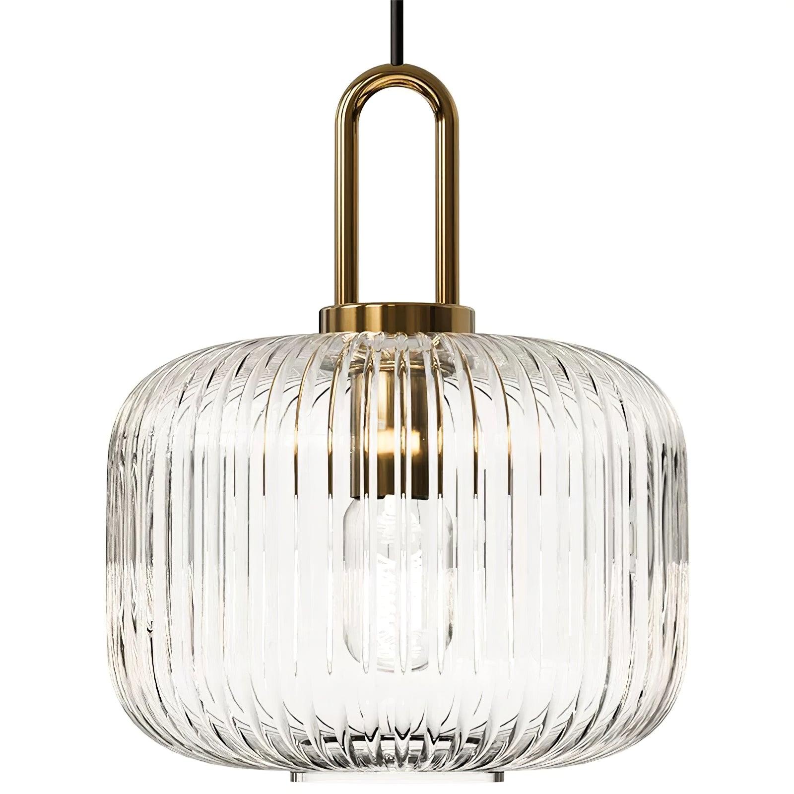 Modern Covent Handblown Glass Pendant Light Gold Metal Hanging Fixture for Kitchen and Dining Room