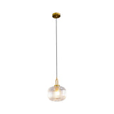 Modern Covent Handblown Glass Pendant Light Gold Metal Hanging Fixture for Kitchen and Dining Room