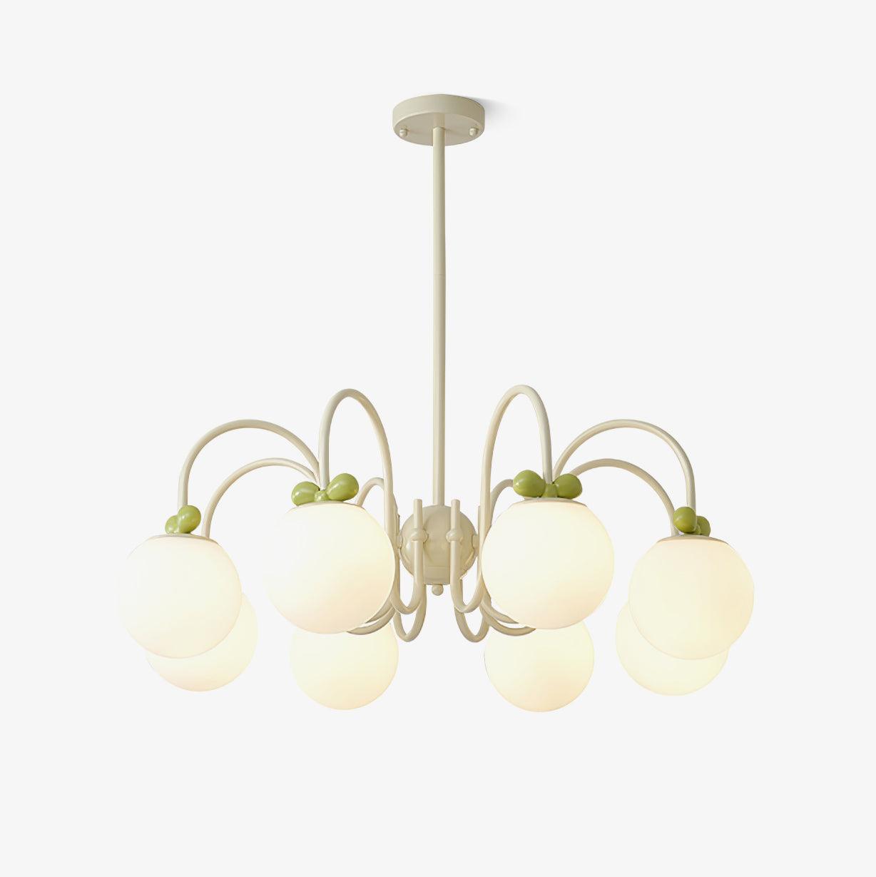 Modern Cream Cherry Glass Shade Chandelier for Living Dining Bedroom Lighting