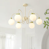Modern Cream Cherry Glass Shade Chandelier for Living Dining Bedroom Lighting