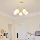 Modern Cream Cherry Glass Shade Chandelier for Living Dining Bedroom Lighting