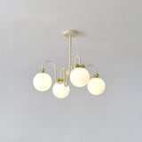 Modern Cream Cherry Glass Shade Chandelier for Living Dining Bedroom Lighting