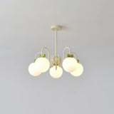 Modern Cream Cherry Glass Shade Chandelier for Living Dining Bedroom Lighting