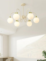 Modern Cream Cherry Glass Shade Chandelier for Living Dining Bedroom Lighting