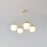 Modern Cream Cherry Glass Shade Chandelier for Living Dining Bedroom Lighting