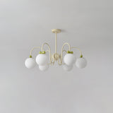 Modern Cream Cherry Glass Shade Chandelier for Living Dining Bedroom Lighting