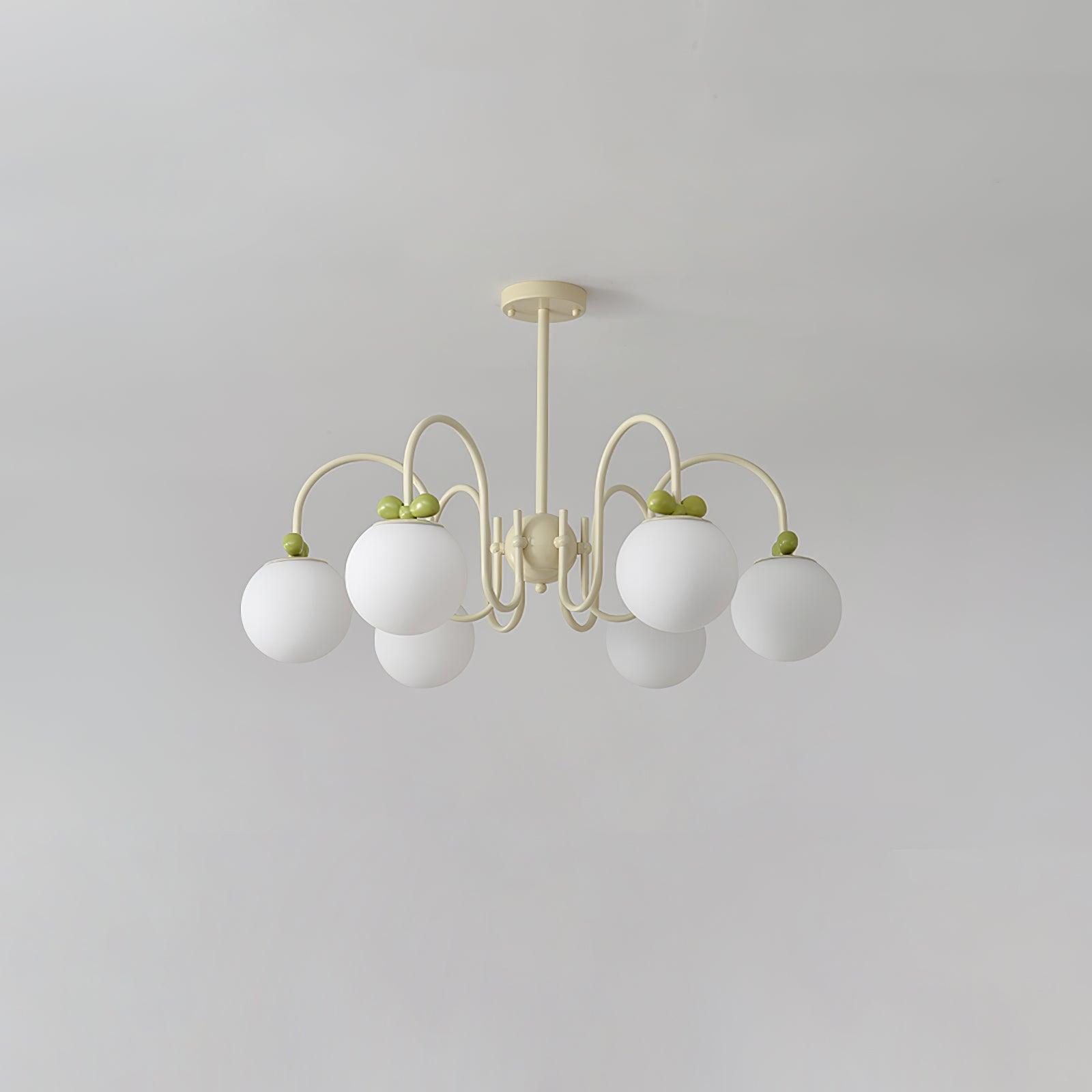 Modern Cream Cherry Glass Shade Chandelier for Living Dining Bedroom Lighting