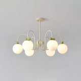 Modern Cream Cherry Glass Shade Chandelier for Living Dining Bedroom Lighting