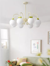 Modern Cream Cherry Glass Shade Chandelier for Living Dining Bedroom Lighting