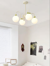 Modern Cream Cherry Glass Shade Chandelier for Living Dining Bedroom Lighting