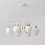 Modern Cream Cherry Glass Shade Chandelier for Living Dining Bedroom Lighting