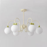 Modern Cream Cherry Glass Shade Chandelier for Living Dining Bedroom Lighting