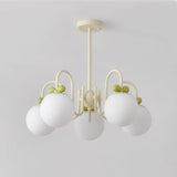 Modern Cream Cherry Glass Shade Chandelier for Living Dining Bedroom Lighting