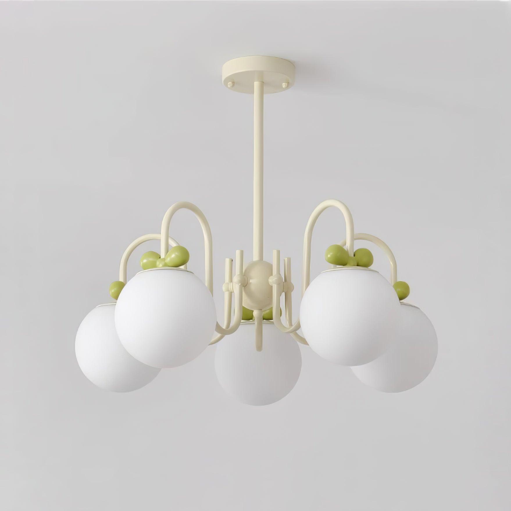 Modern Cream Cherry Glass Shade Chandelier for Living Dining Bedroom Lighting