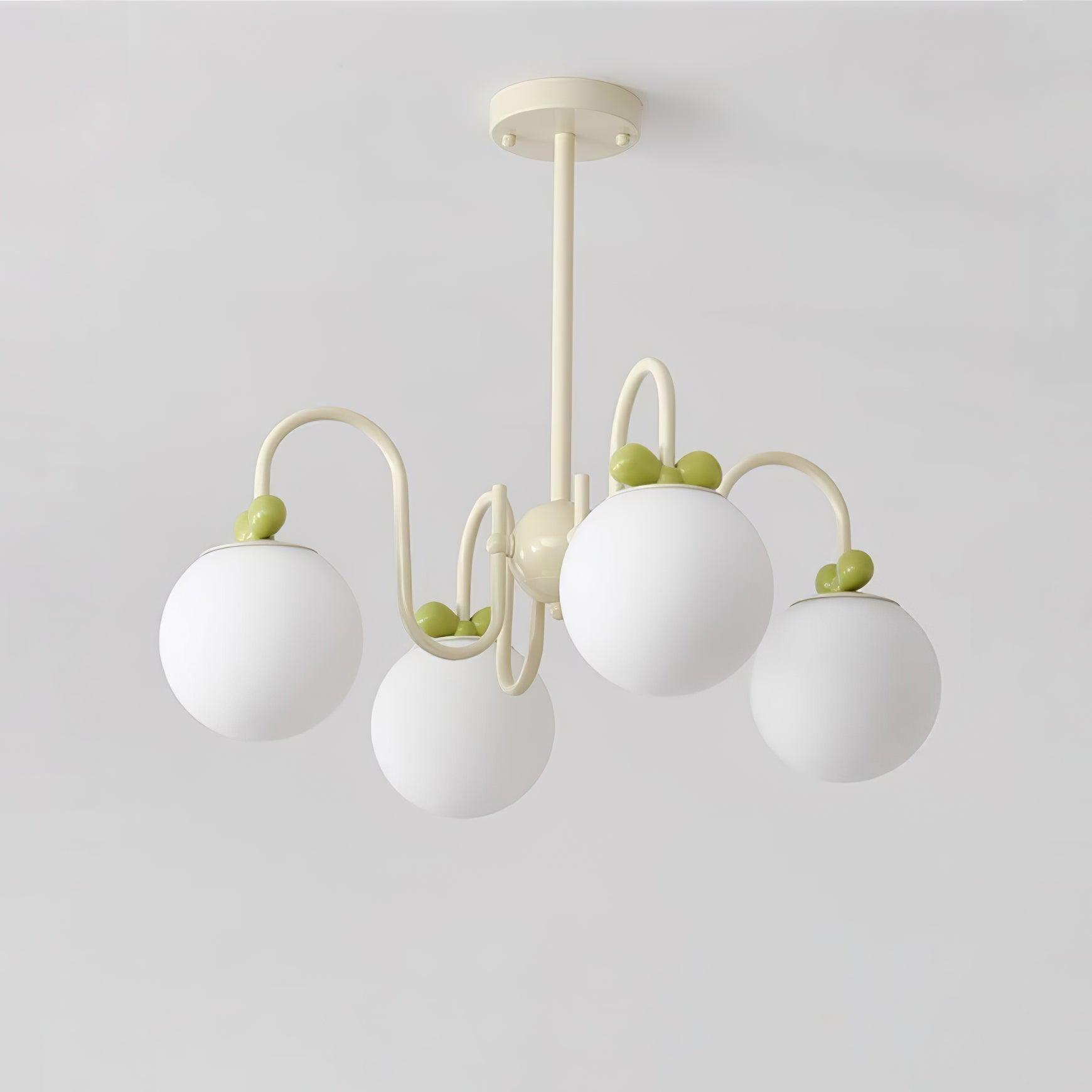Modern Cream Cherry Glass Shade Chandelier for Living Dining Bedroom Lighting