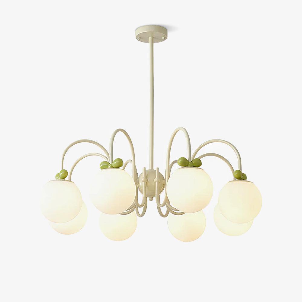 Modern Cream Cherry Glass Shade Chandelier for Living Dining Bedroom Lighting