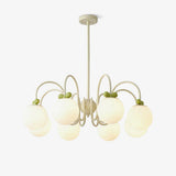 Modern Cream Cherry Glass Shade Chandelier for Living Dining Bedroom Lighting