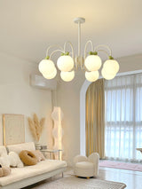 Modern Cream Cherry Glass Shade Chandelier for Living Dining Bedroom Lighting