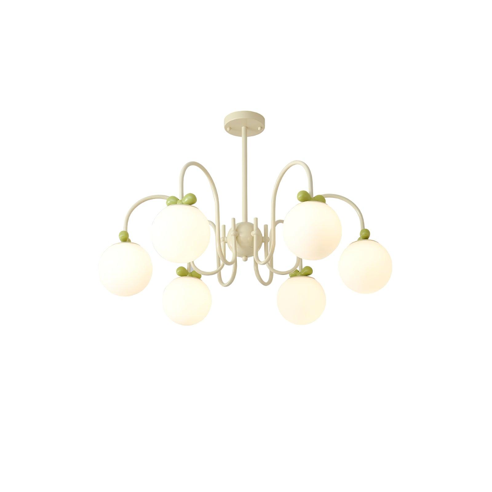 Modern Cream Cherry Glass Shade Chandelier for Living Dining Bedroom Lighting