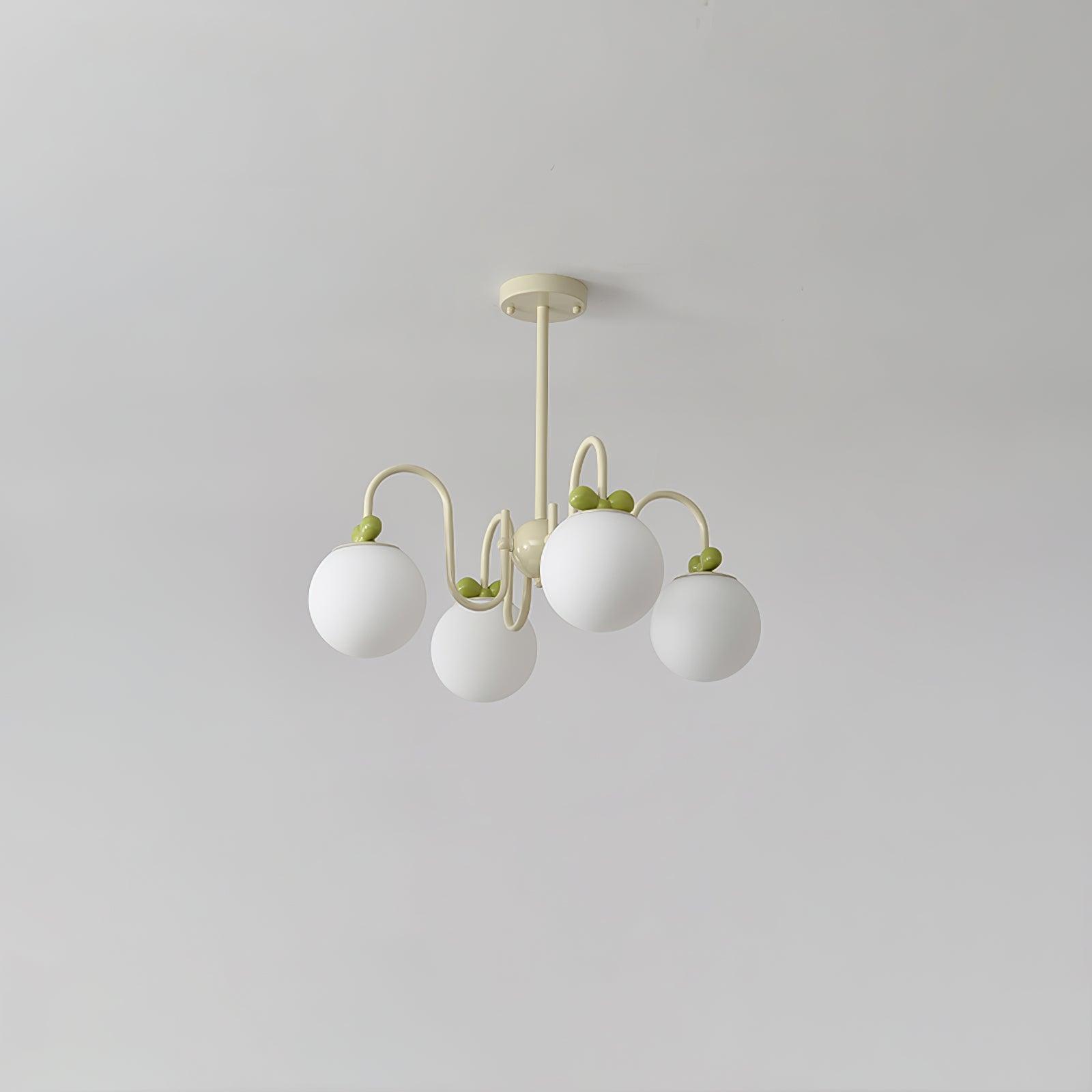 Modern Cream Cherry Glass Shade Chandelier for Living Dining Bedroom Lighting