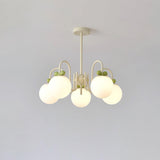 Modern Cream Cherry Glass Shade Chandelier for Living Dining Bedroom Lighting