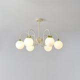 Modern Cream Cherry Glass Shade Chandelier for Living Dining Bedroom Lighting