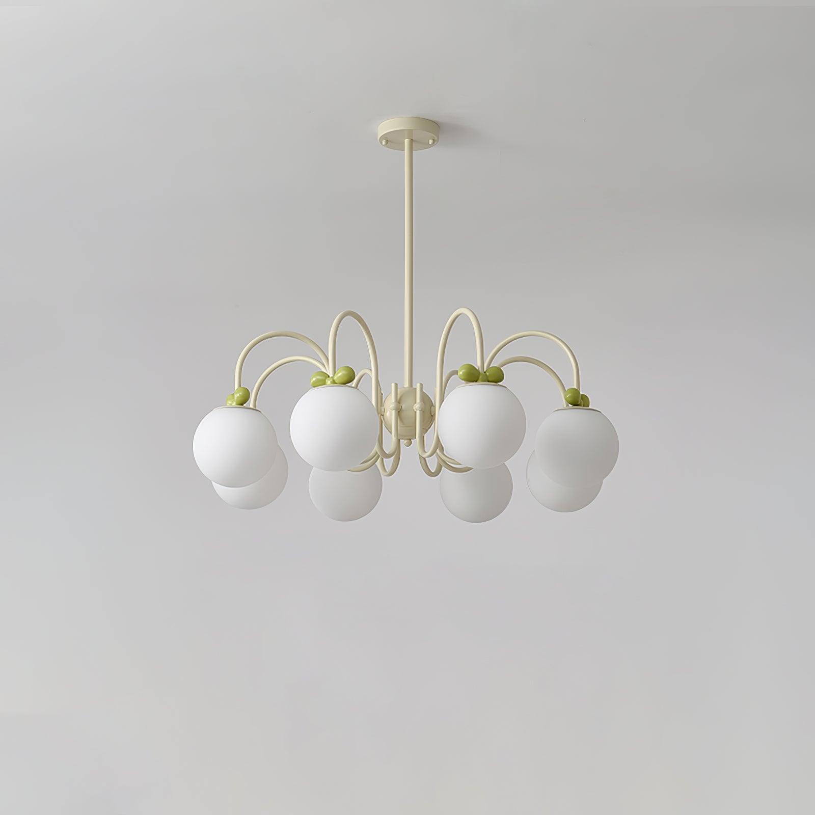 Modern Cream Cherry Glass Shade Chandelier for Living Dining Bedroom Lighting