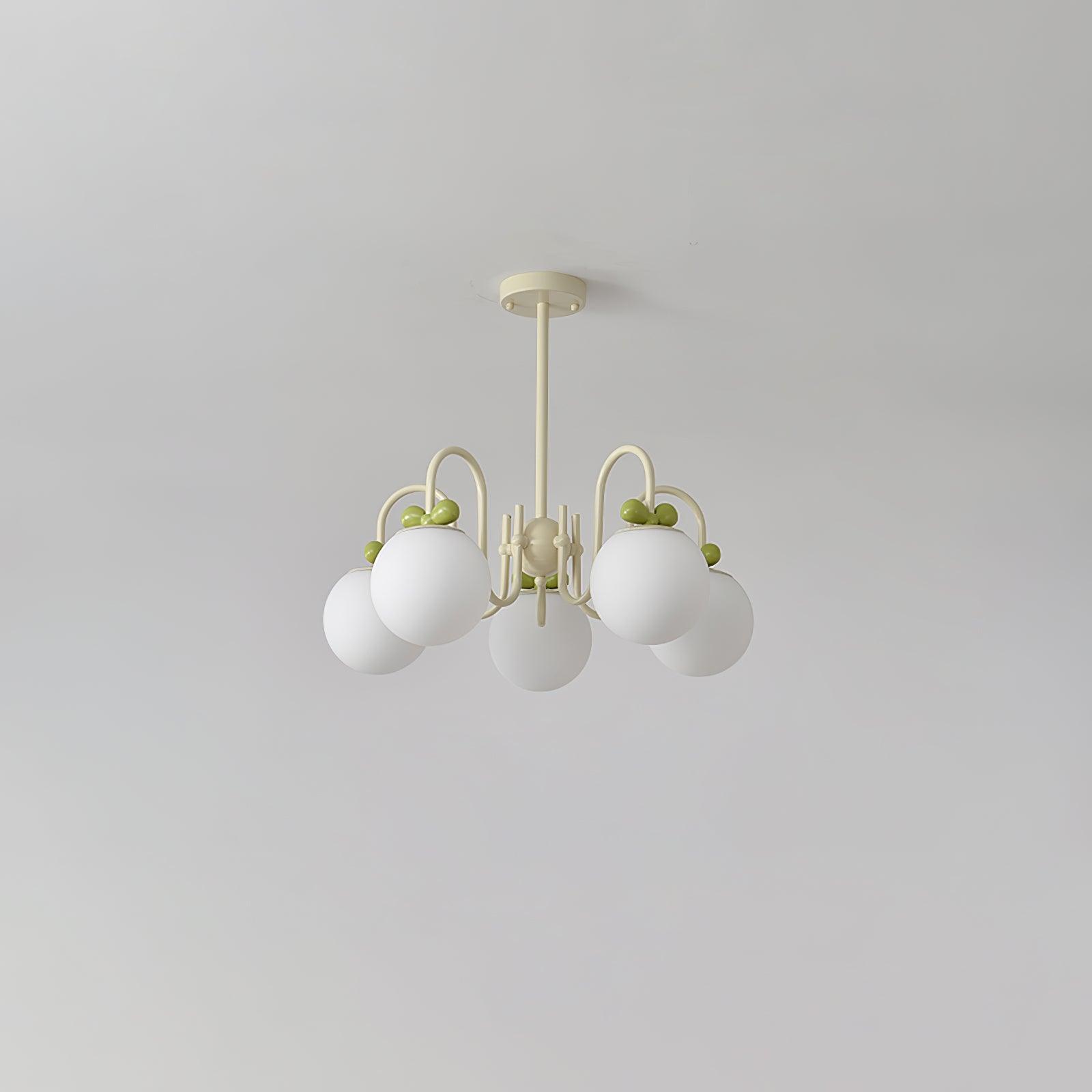 Modern Cream Cherry Glass Shade Chandelier for Living Dining Bedroom Lighting