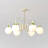 Modern Cream Cherry Glass Shade Chandelier for Living Dining Bedroom Lighting
