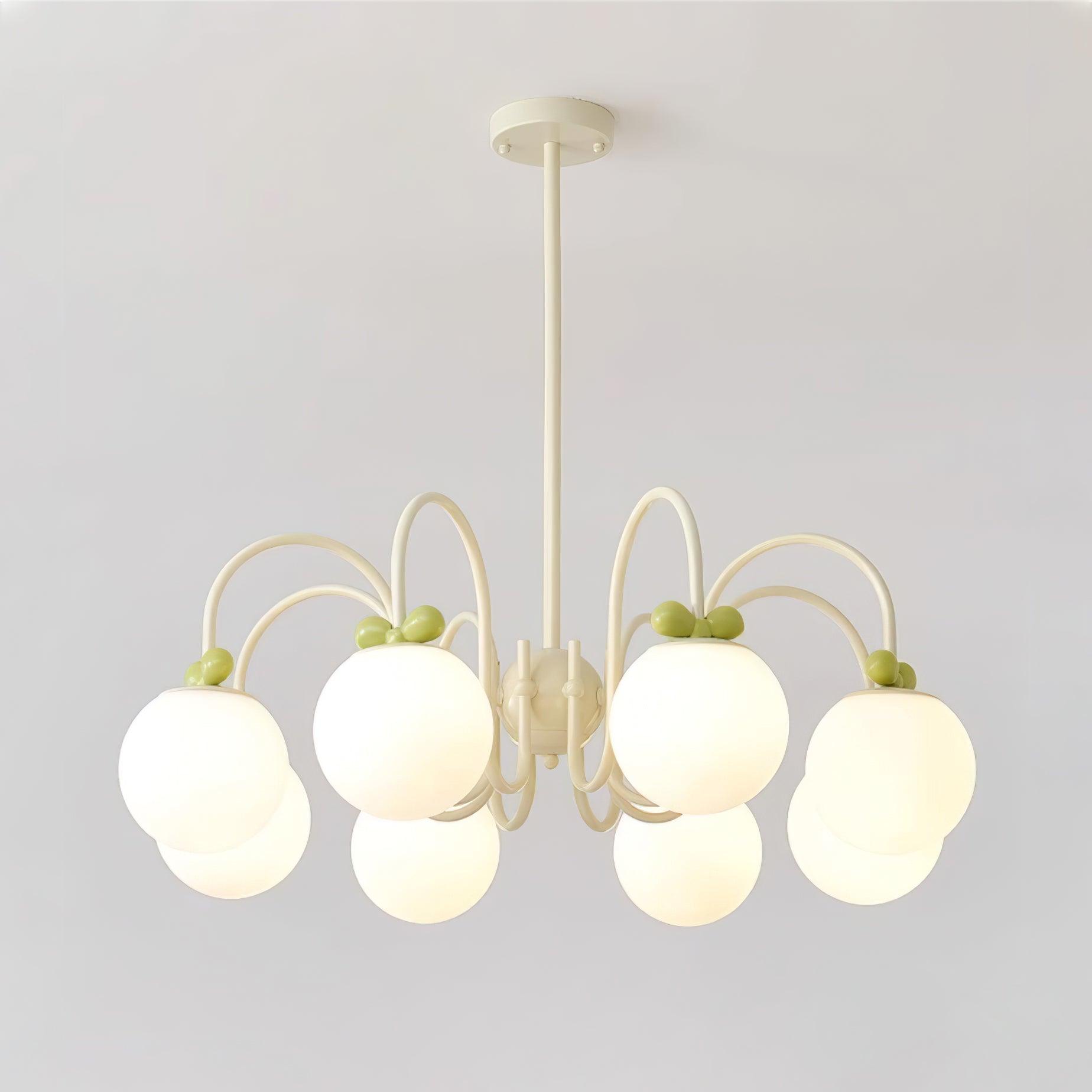 Modern Cream Cherry Glass Shade Chandelier for Living Dining Bedroom Lighting