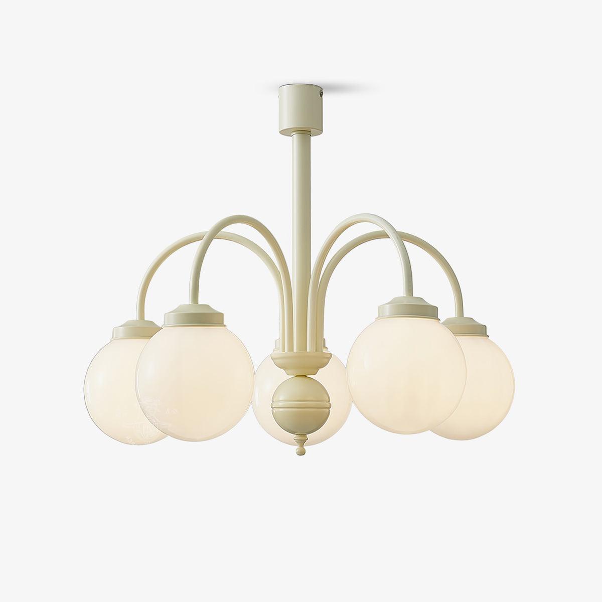 Modern Cream Glass Sphere Chandelier Elegant White Globe Ceiling Light Fixture