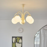 Modern Cream Glass Sphere Chandelier Elegant White Globe Ceiling Light Fixture